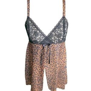 Vintage Leopard Print Lace Chemise Top